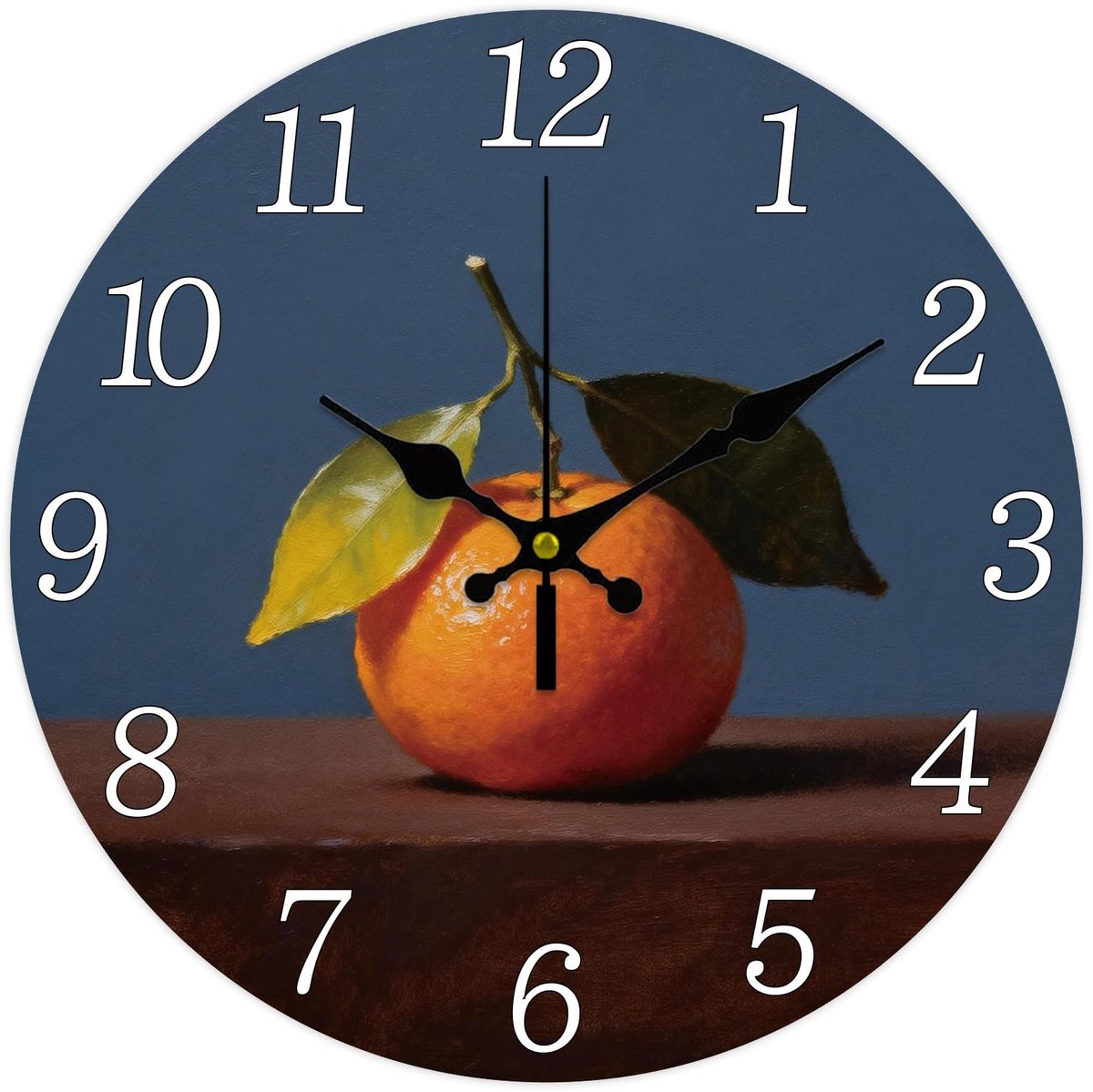 Omgoods - Retro Oranje Wandklok - Stil Uurwerk met Citruspatroon 12 Inch