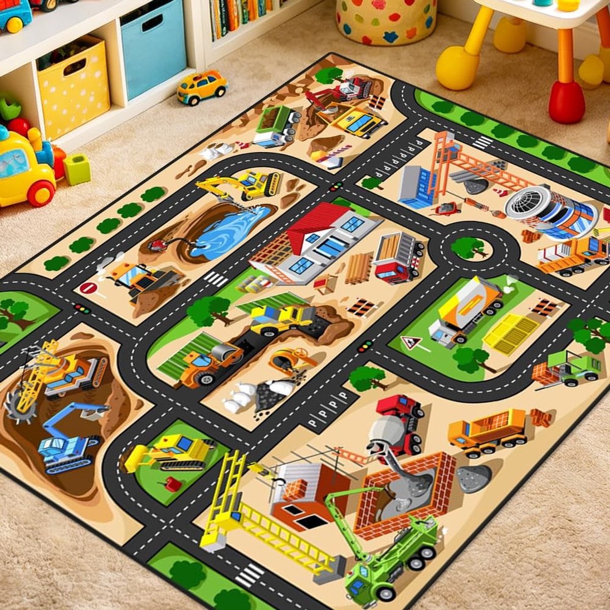 Omgoods - Kindertapijt speelkleed antislip - Machinewasbaar 60x90 cm