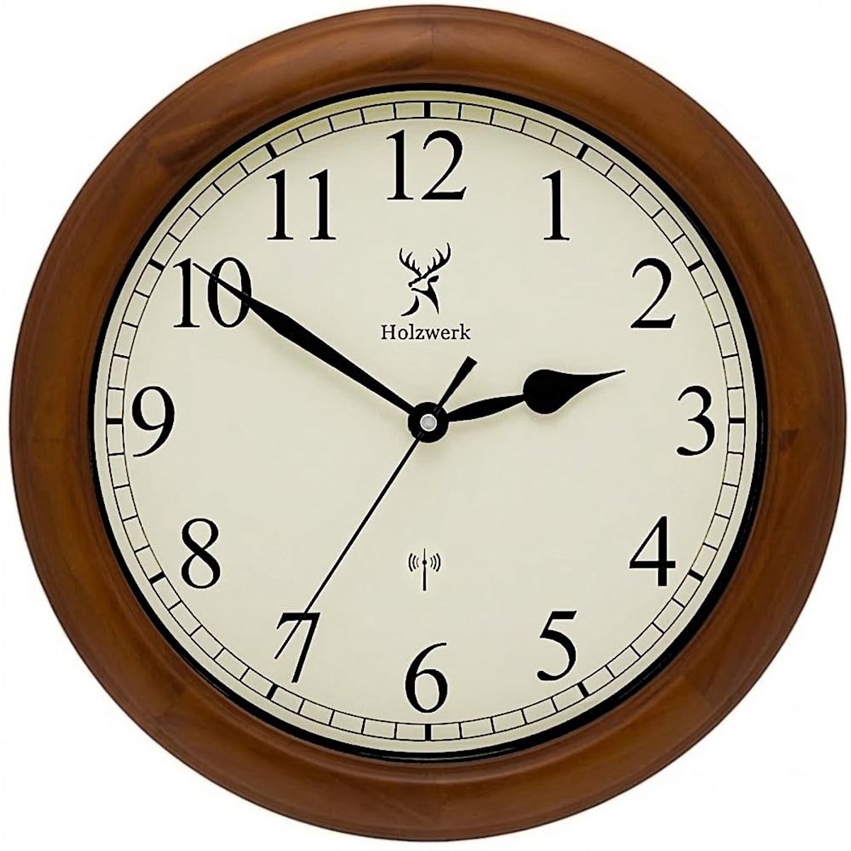Omgoods - Vintage Houten Radio Wandklok - Retro Design met Stille Beweging