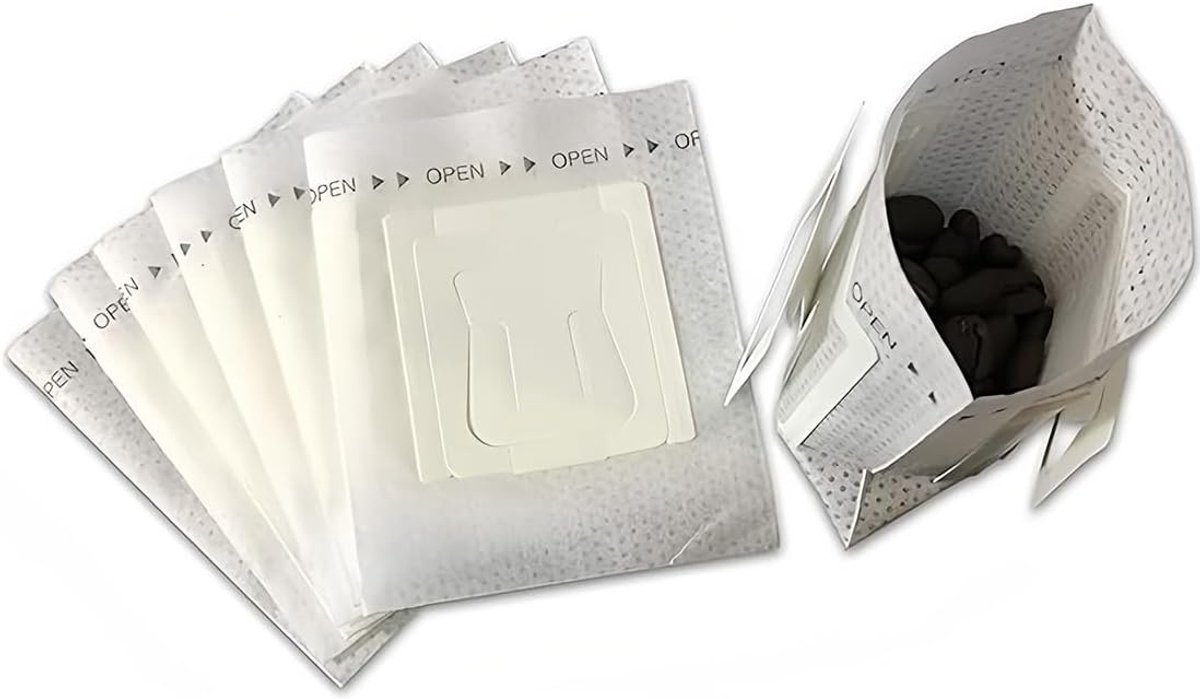 Koffiefilters voor camping, koffiezakken, koffiefilter, verdikt filter, zak om op te hangen, druppels, koffie, brouwkoffie, 9 x 7,4 cm, 50 stuks