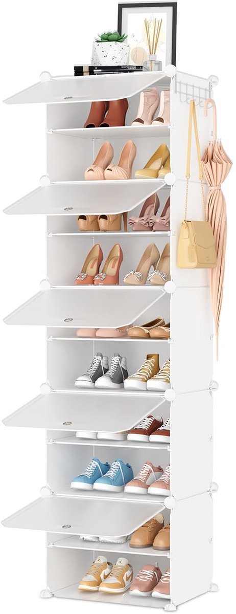 Omgoods - Modulaire Schoenenrek met 10 Niveaus - Hoog en Ruimtebesparend