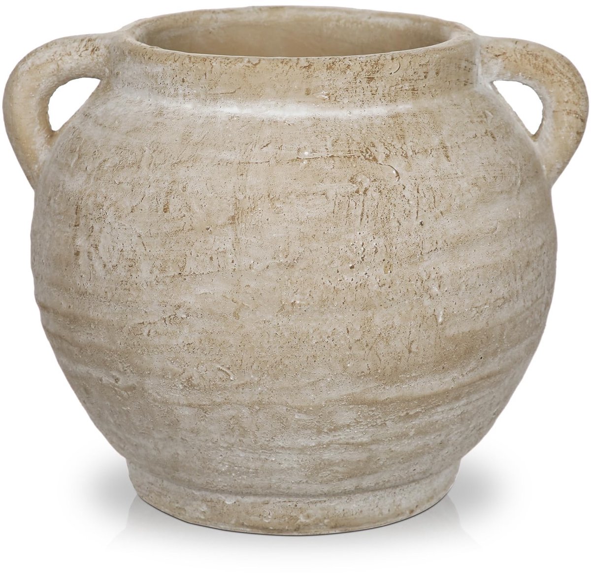 Omgoods - Rustieke Terracotta Vaasje met Dubbele Handvatten - 19cm Decoratieve Keramische Vaasje
