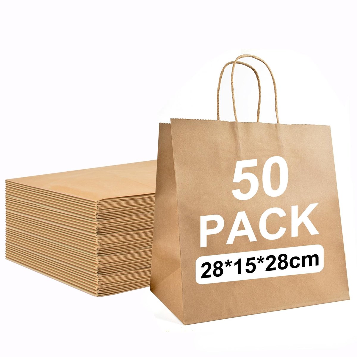 Omgoods - 50 Stuks Bruine Papieren Zakjes voor Cadeaus - Perfect voor Feesten en Winkelen
