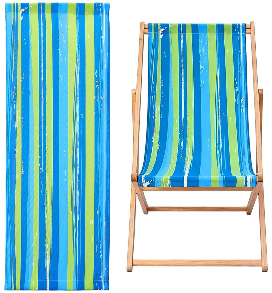 Omgoods - Vervangende Canvas voor Strand Sling Stoel - Groen Blauw Gestreept