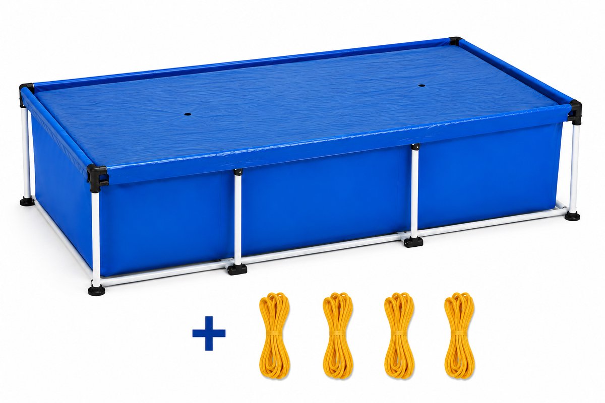AG Afdekzeil 300x200 cm – Waterdicht Afdekzeil Blauw – Dekzeil voor Zwembad, Tuinmeubelen, Hout, Aanhanger & Bouwmaterialen – PE Beschermzeil - Inclusief 4 gele bevestigingstouwen