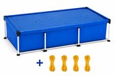 AG Afdekzeil 300x200 cm – Waterdicht Afdekzeil Blauw – Dekzeil voor Zwembad, Tuinmeubelen, Hout, Aanhanger & Bouwmaterialen – PE Beschermzeil - Inclusief 4 gele bevestigingstouwen