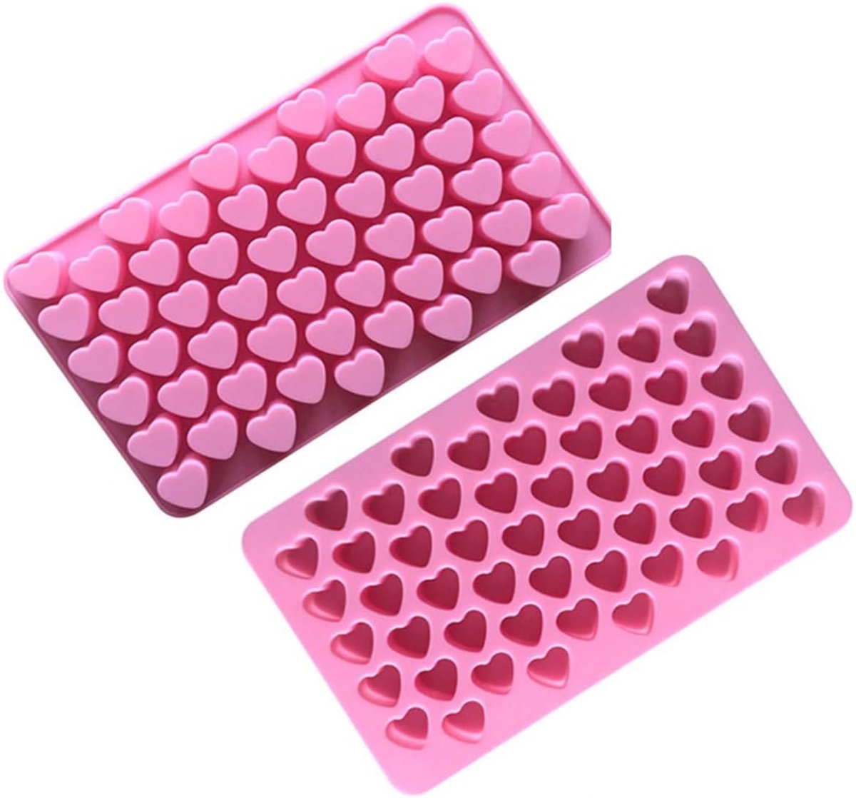 vorm hartjes - IJsklontjes mal - Hartjesvorm - 1,5 cm - 55 hartjes - IJs blokjes maken - Chocolade/zeep maken - Zeepvorm - Vormpjes - Ice cube tray - Ice mold - Siliconen - Jonyx