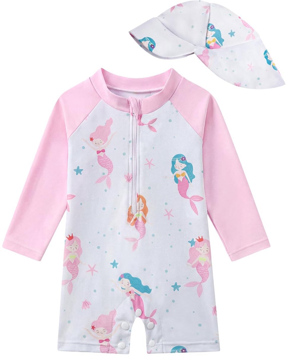 Omgoods - Baby Meisjes Badpak met Zonnehoed - UV Bescherming voor de Strand