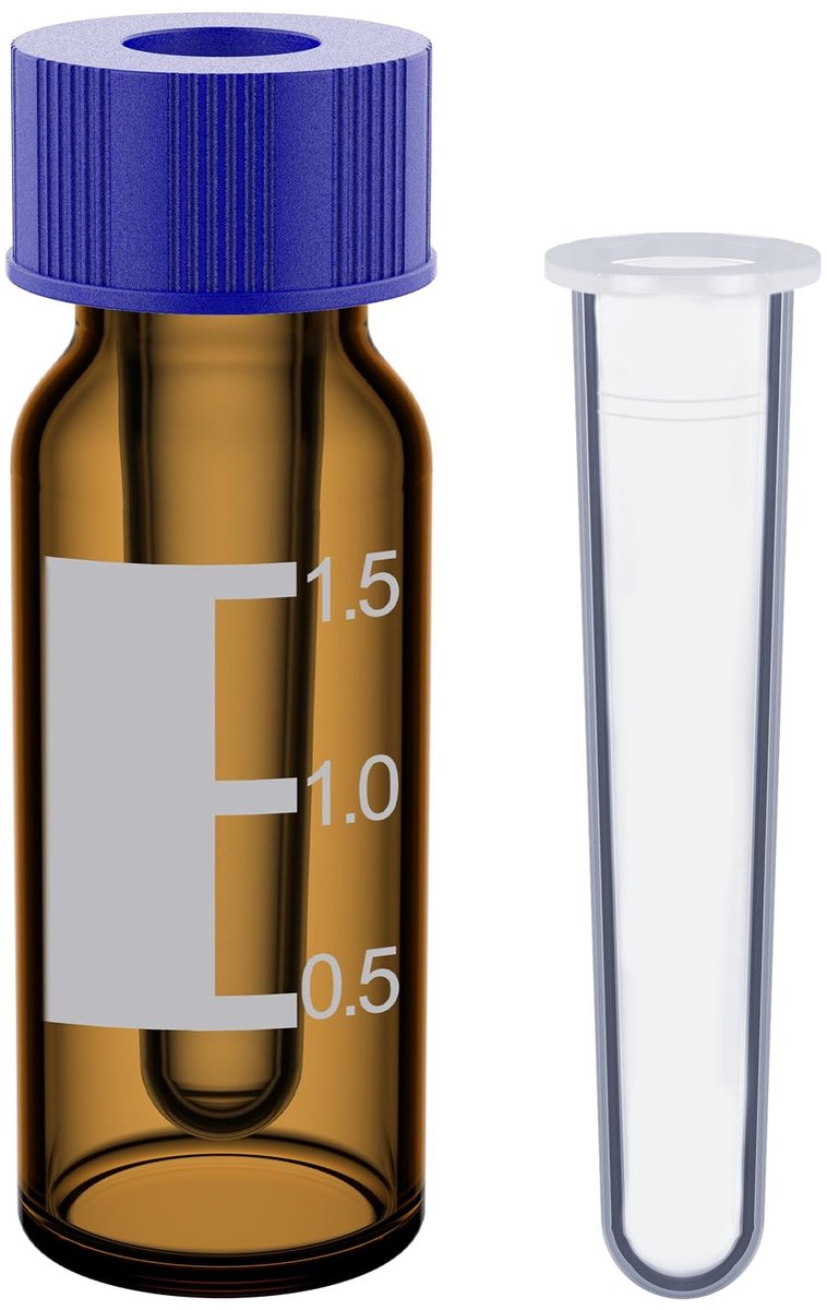 Omgoods - 100 Stuks Autosampler Vials met PP Inserts - 2ml Amber Vials voor Laboratoriumgebruik