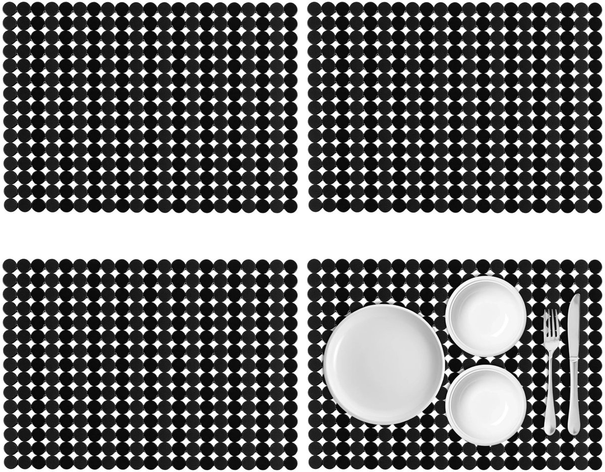 Omgoods - 4 Stuks Gootsteeninzetstukken 40 x 30 cm - Zwart PVC Afdruipmat