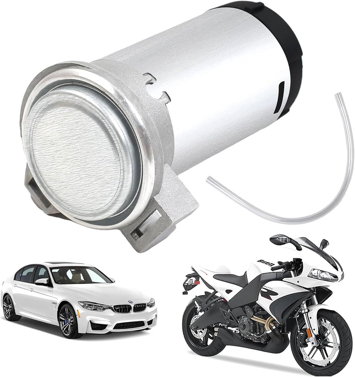 12V 150dB Luchtcompressor, Auto Motor Horn Motor Luchtpomp Mini Luchtpompset voor Universele Luchthoorn, Verchroomd Zilver met Koperdraad