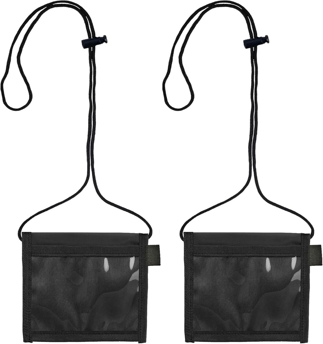 2 stuks nektasje voor mannen en vrouwen met bescherming, nektas voor documenten, borsttas, reistas, beschermhoes voor geld, bankbiljetten, kaarten, sleutels, Zwart, S