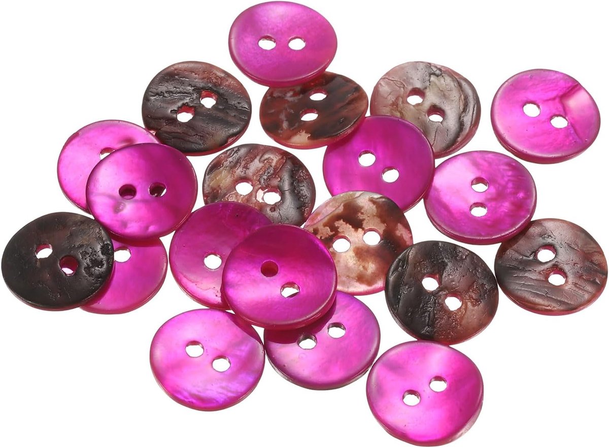 Knopen van natuurlijk parelmoer, 12,5 mm, 2 gaten, jasknoppen van parelmoer, naaien, schelpschijven voor overhemd, doe-het-zelf, handwerk, rozenrood