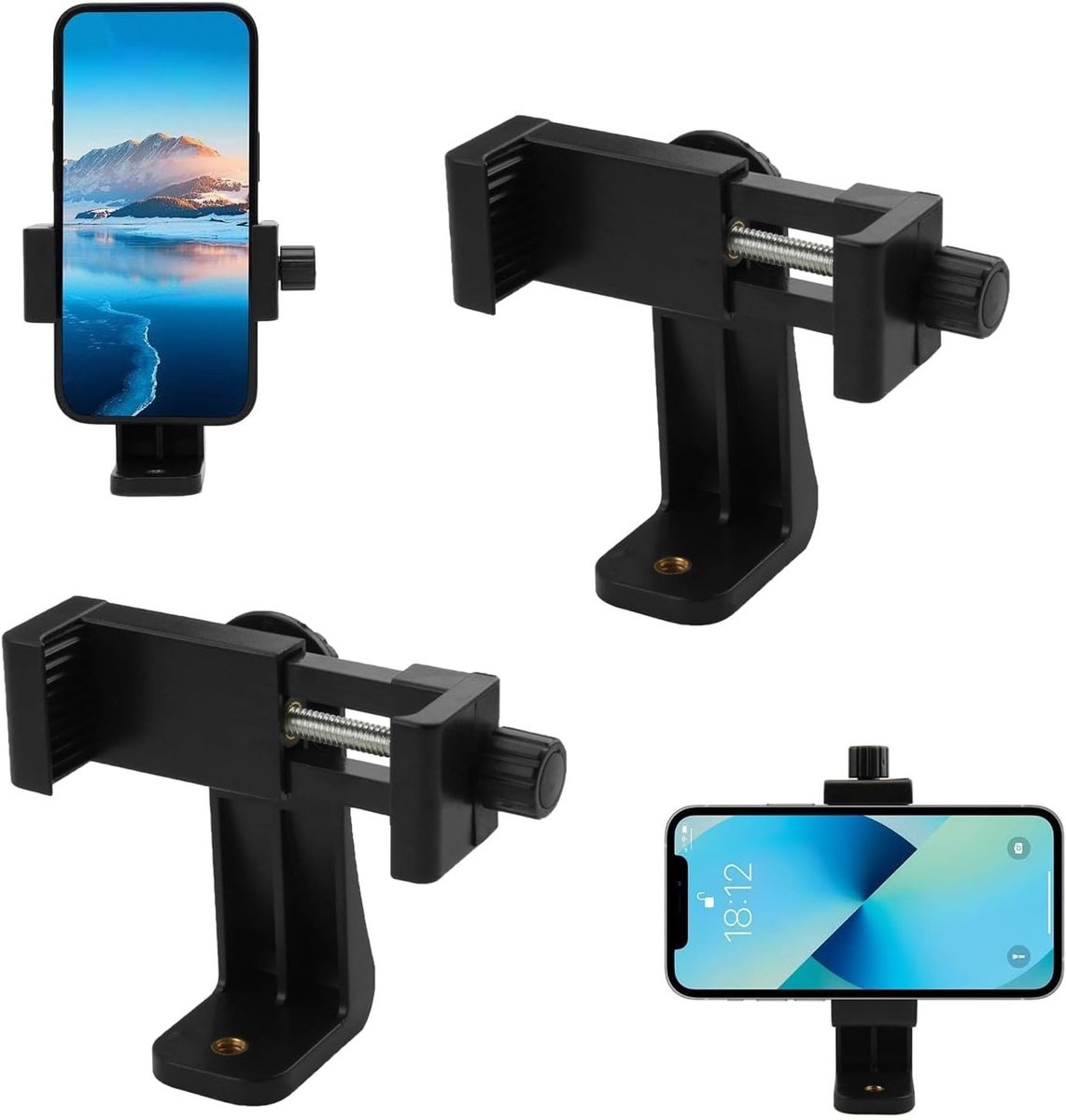 2 stuks statieftelefoonhouder mobiele telefoon statief adapter - universele smartphone-clip voor statieven, selfiesticks en monopod, draaibaar voor portret- en landschapsformaat