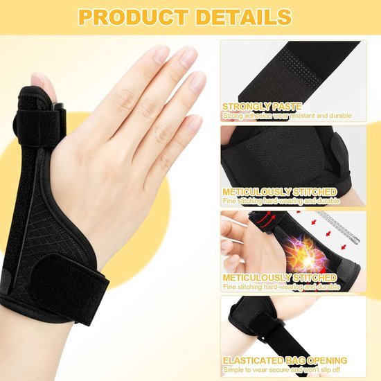 kan aan beide zijden worden gedragen, ricintrose, ademend, polsbandage, geschikt voor duimblessures, tendinitis en artritis — afbeelding 2