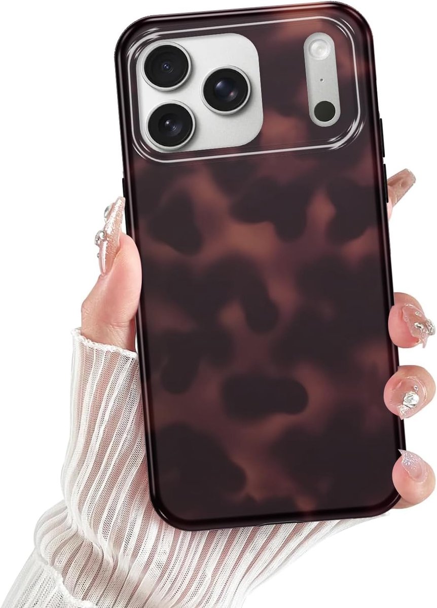 Tortoise Shell Beschermhoes voor iPhone 17 Pro Max 6,9 inch, esthetisch zwart rood luipaardpatroon, schokbestendig siliconen achterkant, beschermhoes voor meisjes voor iPhone17Promax