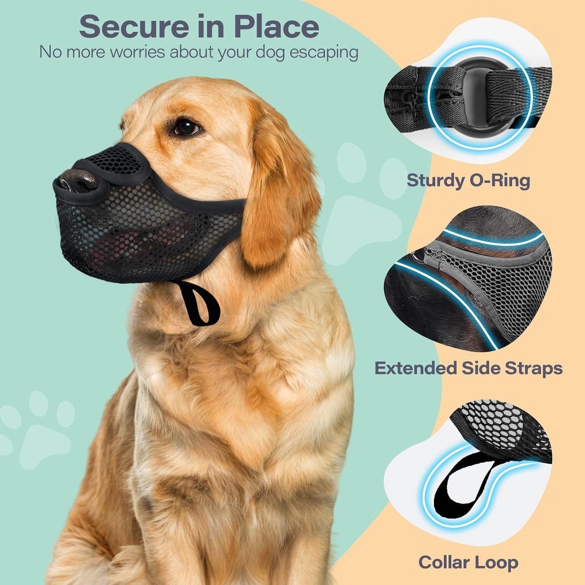 Muilkorf voor Kleine en Middelgrote Honden - Nylon, Anti-Black, Ademend Net (M, Zwart)