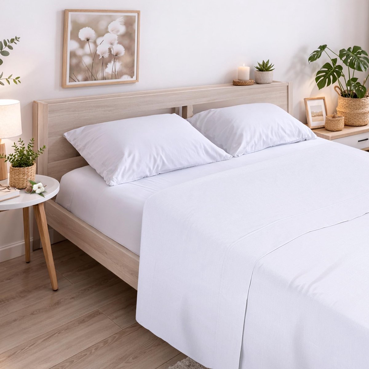 Omgoods - Fitted Sheet 90 cm - 100% Katoen, Zacht en Ademend, Wit