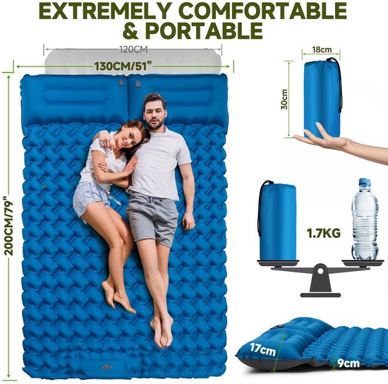 Omgoods - Opblaasbare Luchtmatras voor 2 Personen - 9cm Dikte, 200x130cm — afbeelding 5