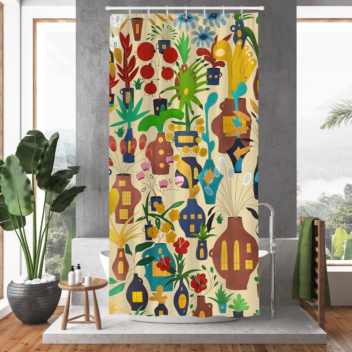 Omgoods - Douchegordijn met Tropische Bladeren 180x90cm Waterproof Polyester