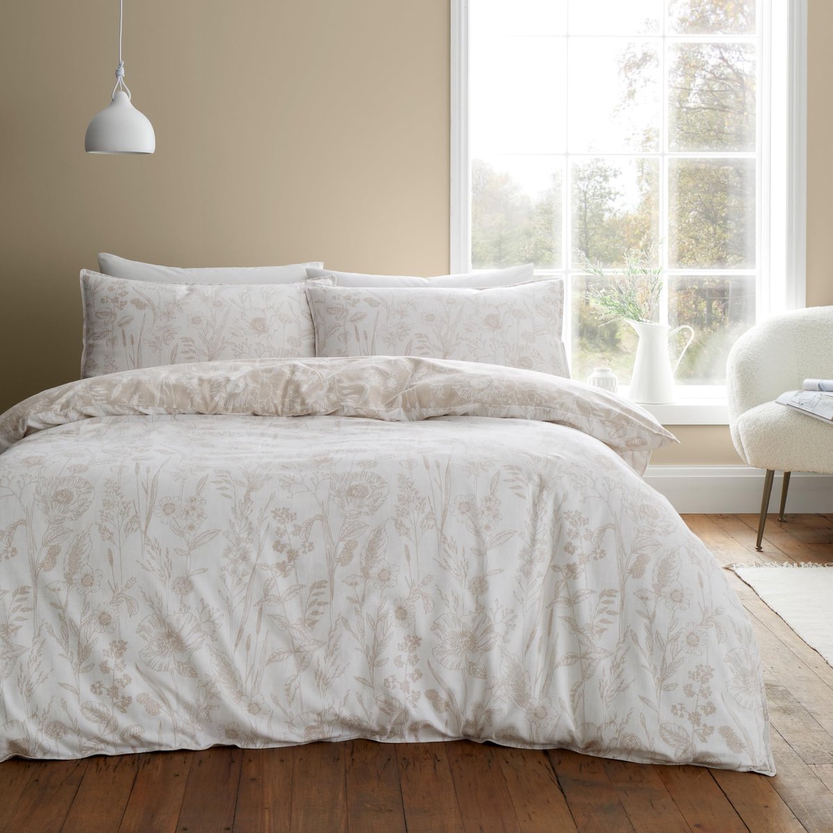 Omgoods - Reversible Duvetset van Geborsteld Katoen met Bloemenprint