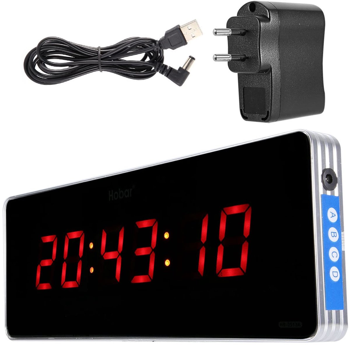 Omgoods - Wandklok - Digitale LED-klok - Aluminiumlegering - Binnen - Slaapkamer - Kantoor - 110-240V