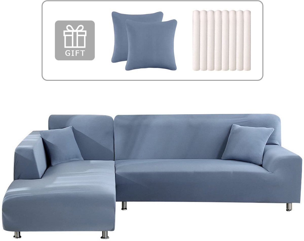 Omgoods - Elastic Peninsula Sofa Cover - Universele Hoekbank Bescherming met 2 Kussens