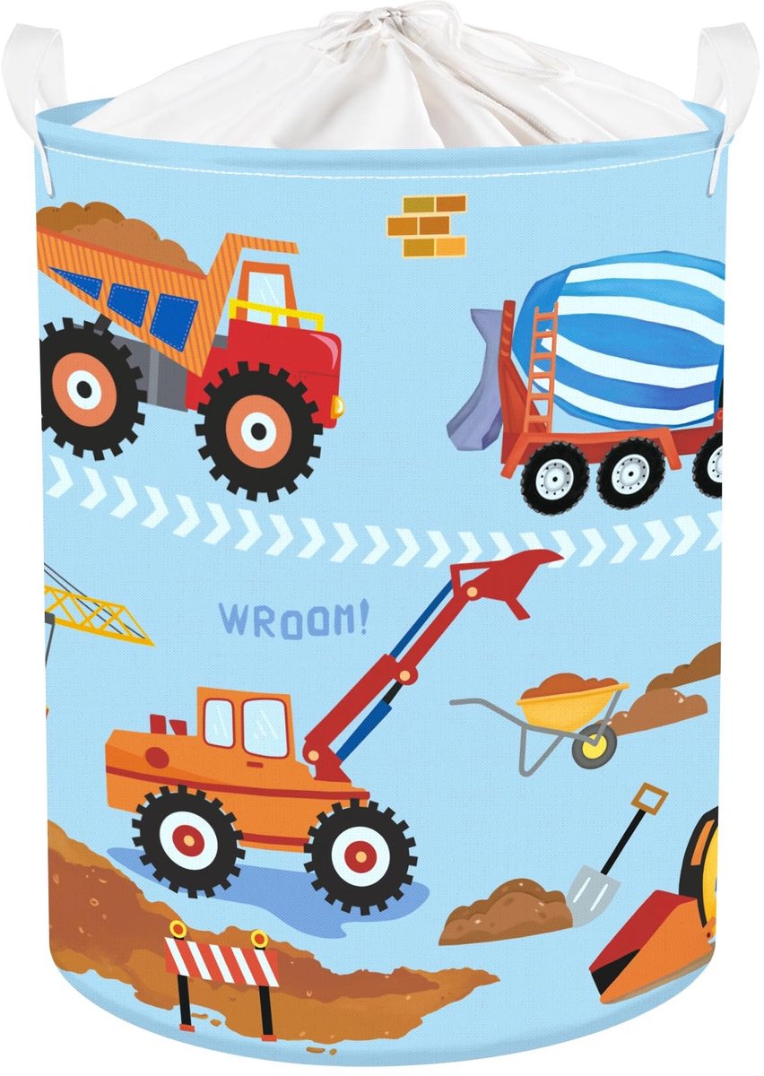 Omgoods - Vouwbare Kinder Wasmand met Graafmachine Design voor Kleding en Speelgoed
