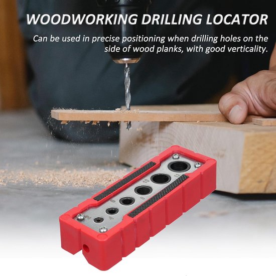 Hole Jig Drill Locator Professioneel houtbewerkingsgereedschap Nauwkeurige positionering Deuvelset voor timmerwerk Schrijnwerkprojecten ABS Metalen constructie 118 mm — afbeelding 2