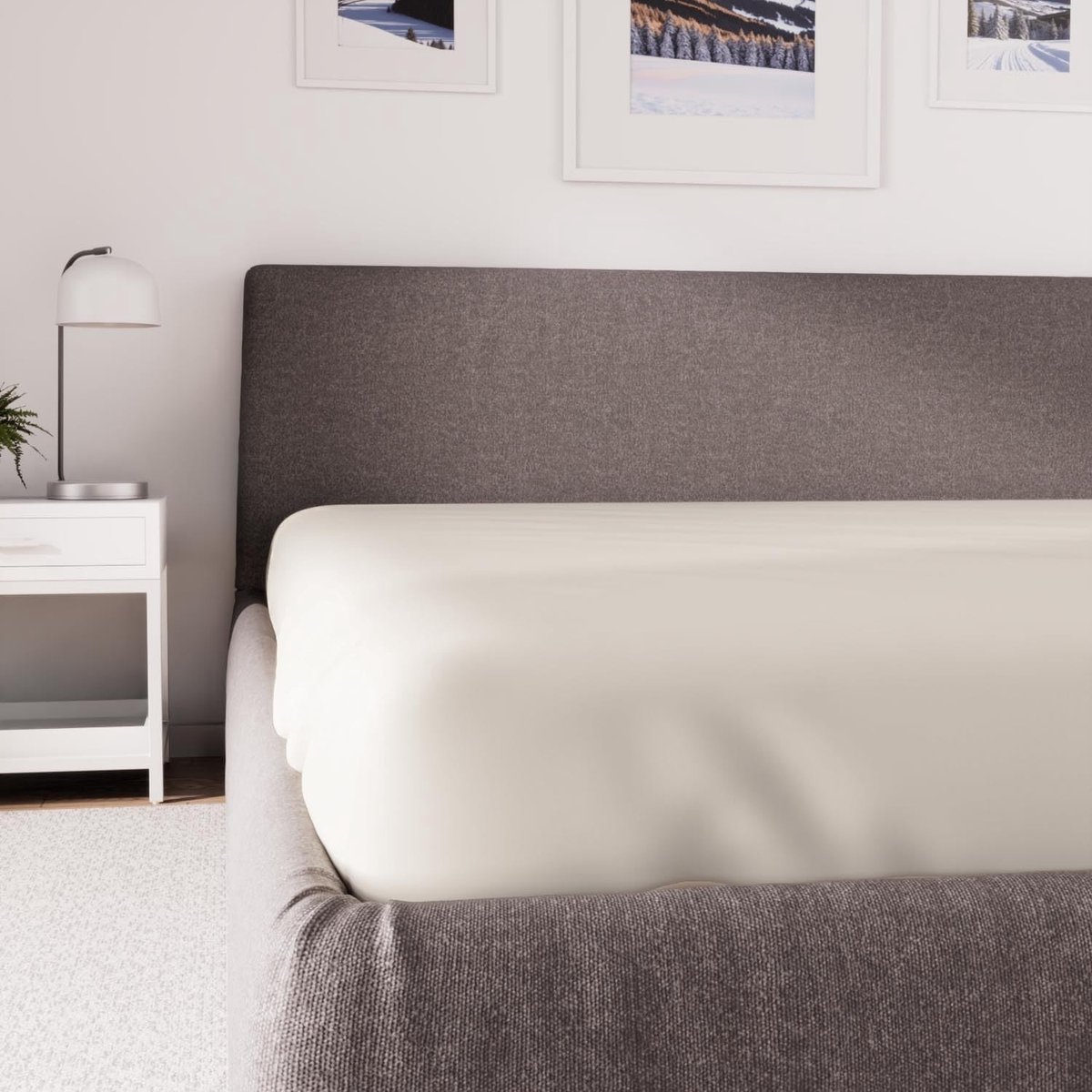 Omgoods - Soleil d'ocre Polycotton Fitted Sheet 90 x 200 cm, Ecru