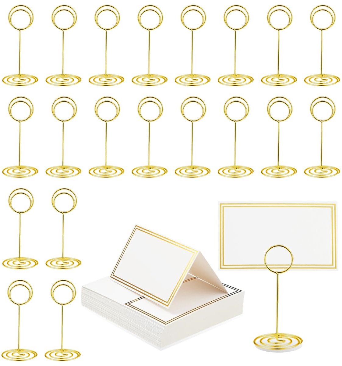 Omgoods - 20 Stuks Gouden Tafelnummerhouders met 25 Plaatskaarten voor Bruiloften en Feesten