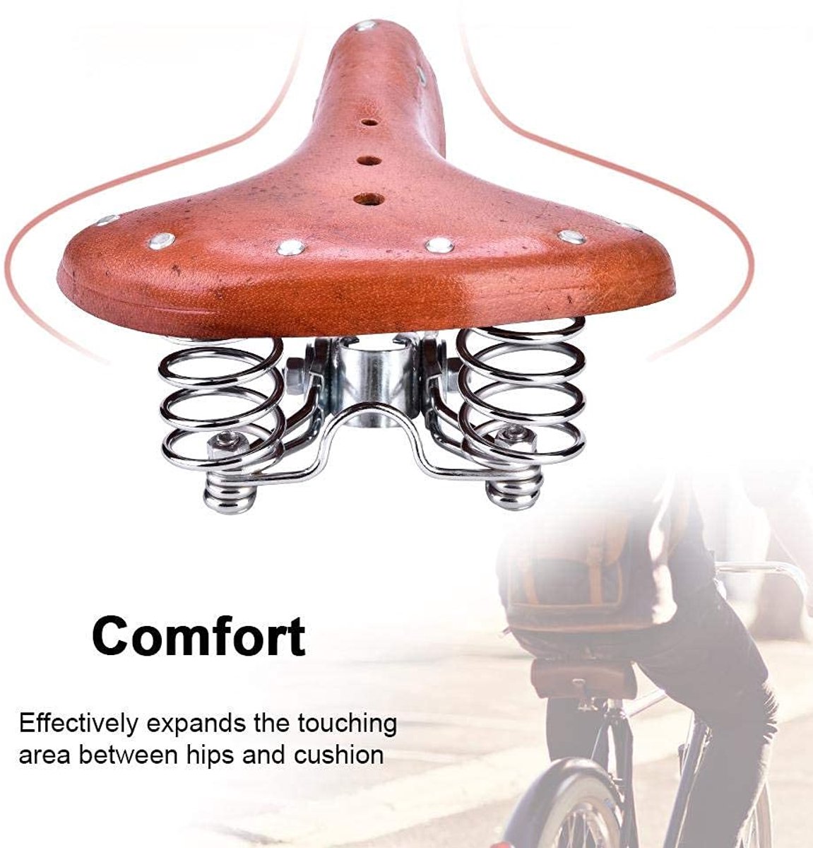 Omgoods - Retro Fietszadel van PU Leer voor Mountainbike en Racefiets - Lichtbruin
