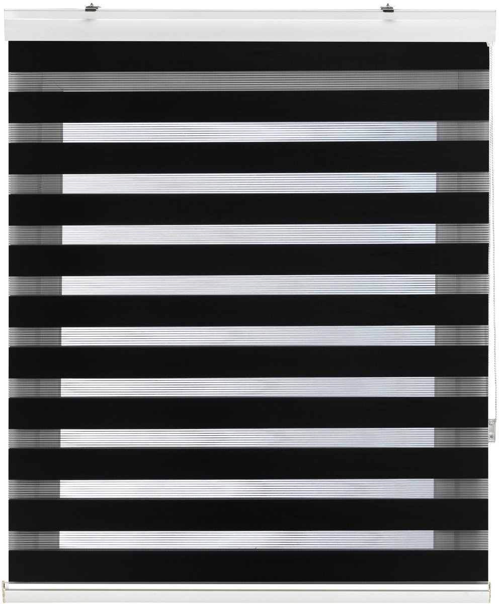 Omgoods - Dag en nacht rolgordijn met galerie 100 x 180 cm - Muur of plafondmontage, zwart