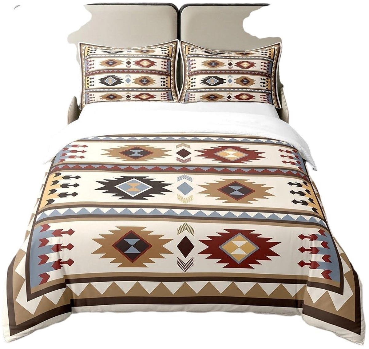 Omgoods - Boho Katoen Dekbedovertrek Set met 2 Kussenslopen