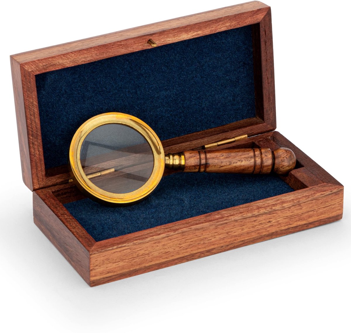 Omgoods - Maritieme Vergrootglas in Houten Doos met Messing en Houten Handvat