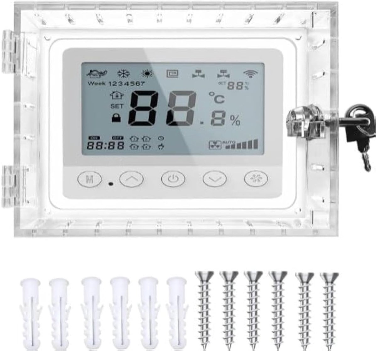 Omgoods- Thermostaatbescherming Universele Vergrendelingsbox - Draagbare Bescherming - Wandthermostaat - Sleutel - Compatibel met Thermostaten - Thermostaatbehuizing