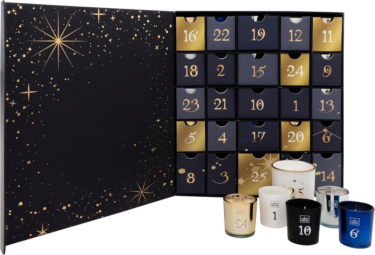 Omgoods - Originele Adventskalender met 25 Geurkaarsen in Glas - Luxe Adventskaarsen