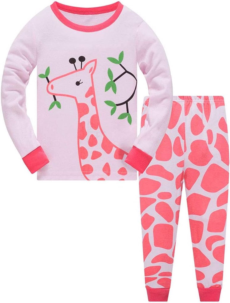 Meisjes Kerst Pyjama Set Peuter Kleding Nachtkleding Dier Gedrukt Nachtkleding Winter Lange Mouw PJs 2 Stuk Outfit Xmas Gift voor Kinderen, 05 Giraffe, 1-2 jaar