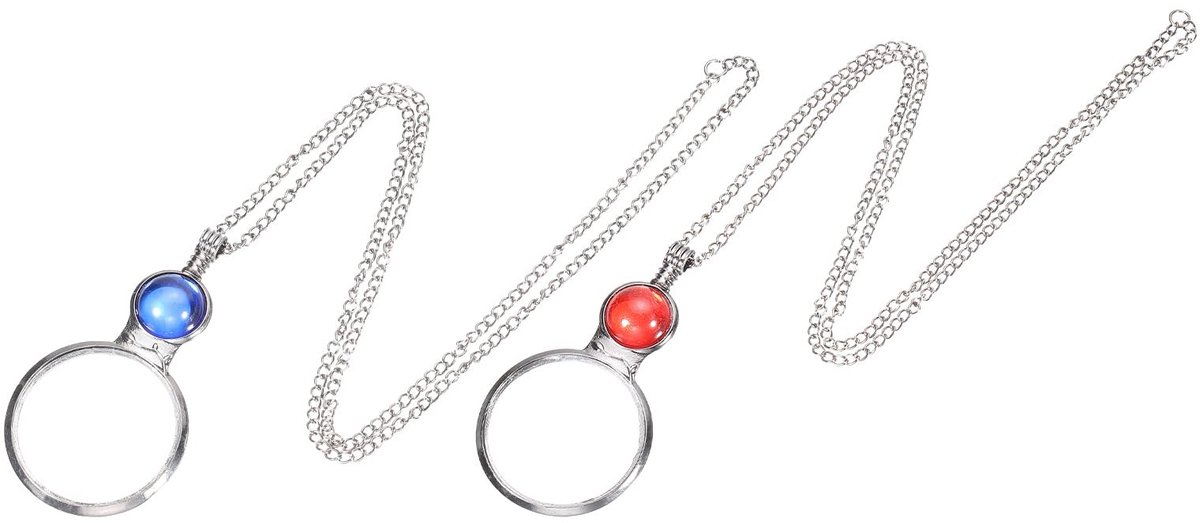Omgoods 3X Vergrootglas Ketting 2-delige Set met Glazen Lens