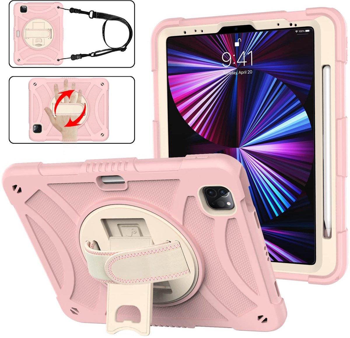 Omgoods - Shockproof Case voor iPad 9/8/7 - Inclusief Schermprotectie en Penhouder
