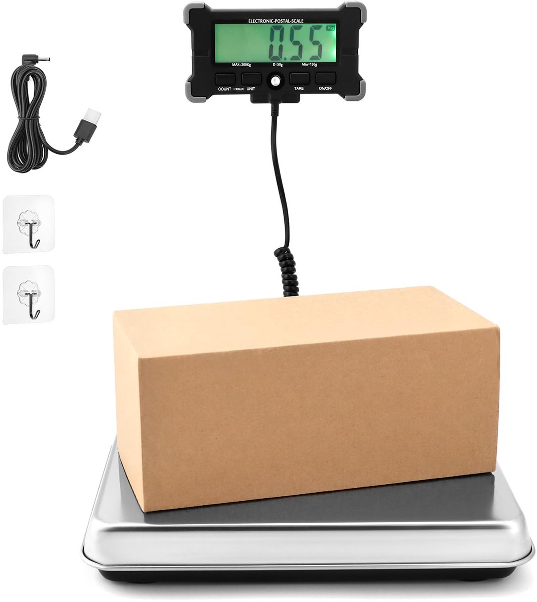 Omgoods - Digitale Verzendweegschaal tot 200kg - Luchtvaartweegschaal met Tarefunctie