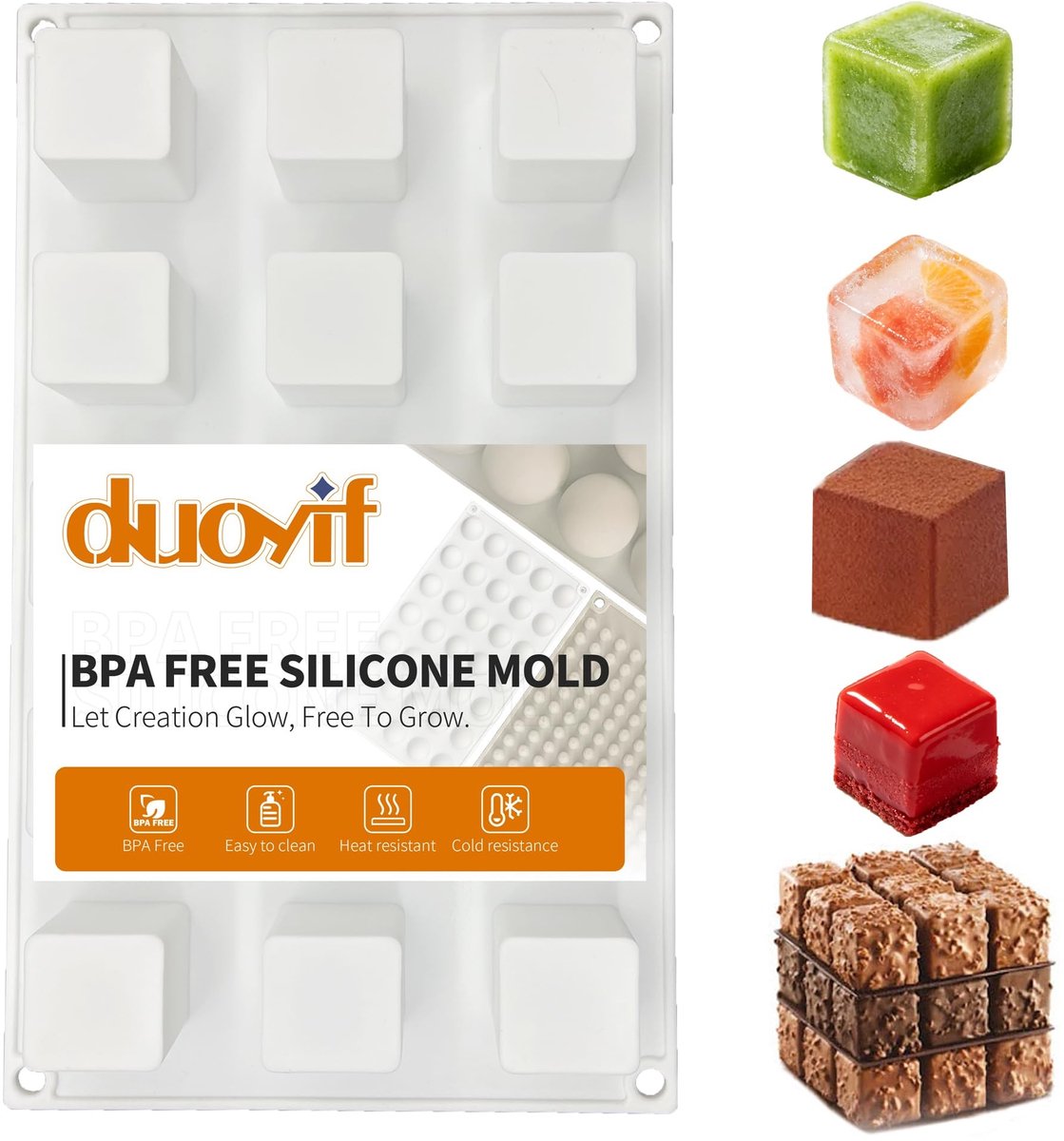 Omgoods - Vierkante Chocoladevorm met 15 Groeven voor Mousse en IJsblokjes