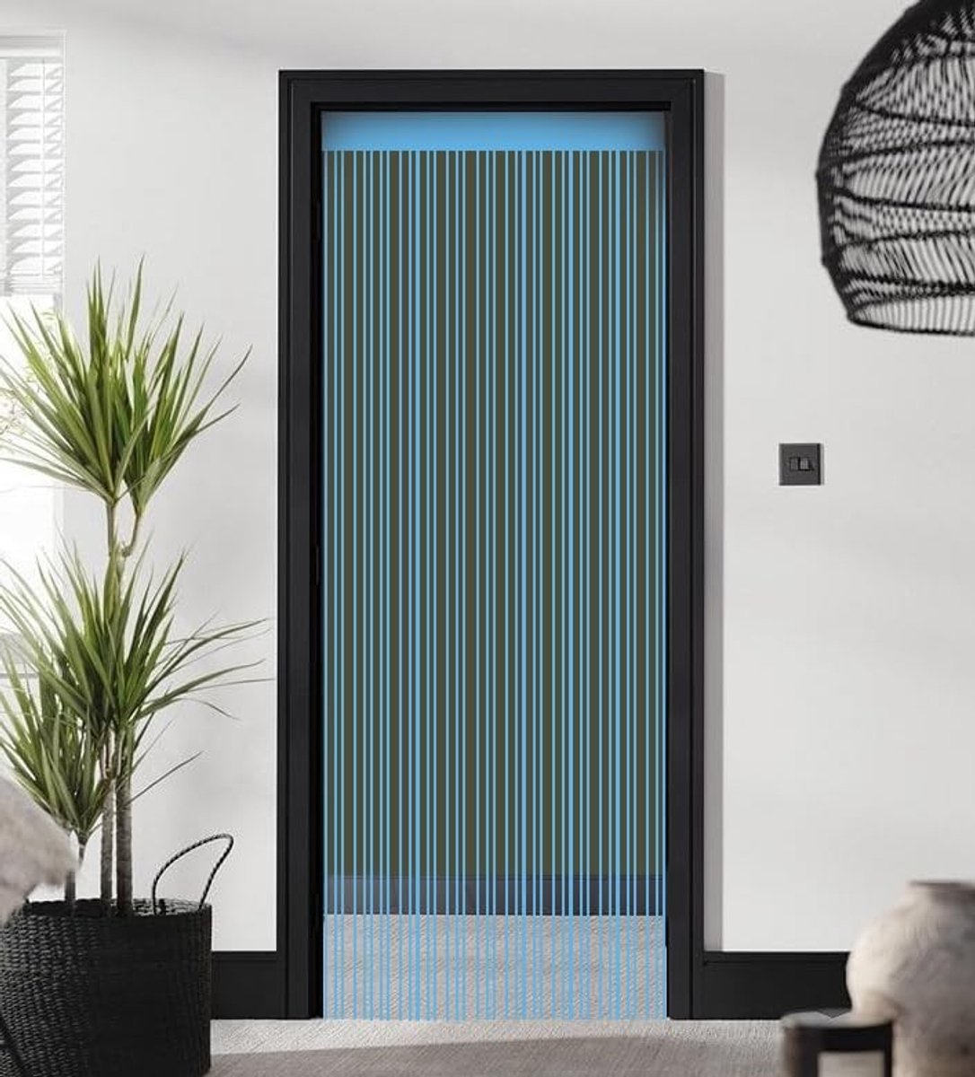 Omgoods - Draadgordijn - Vliegenraam voor Deur en Raam 100x210cm Blauw