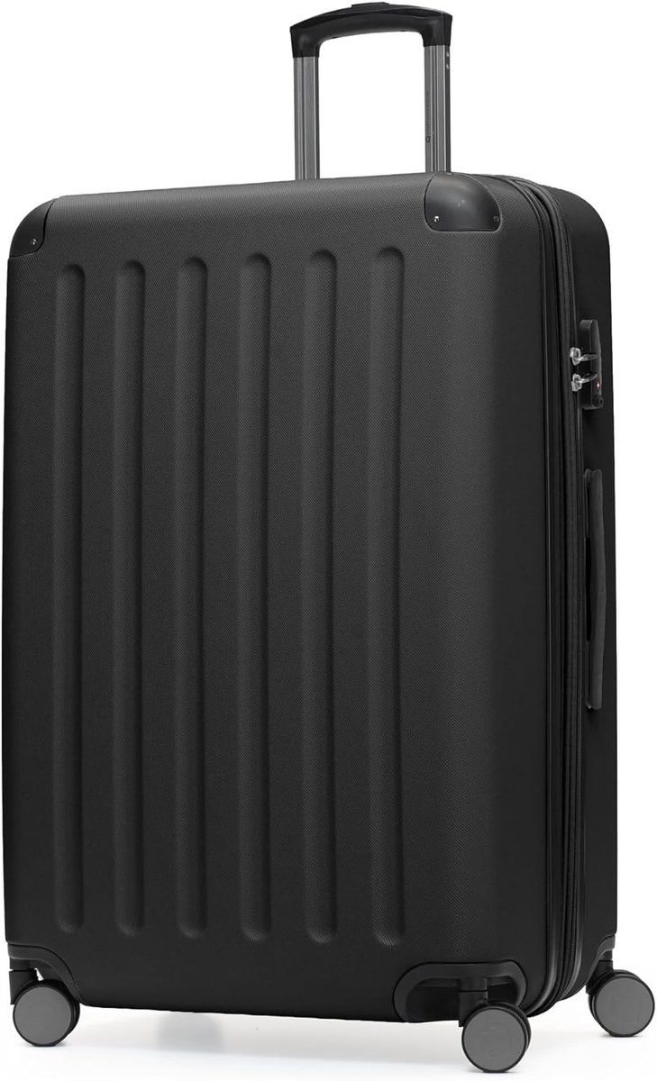 - Spree - harde koffer met 4 dubbele wielen, trolleykoffer, uitbreidbare reiskoffer, 75 cm, 119 liter, Zwart