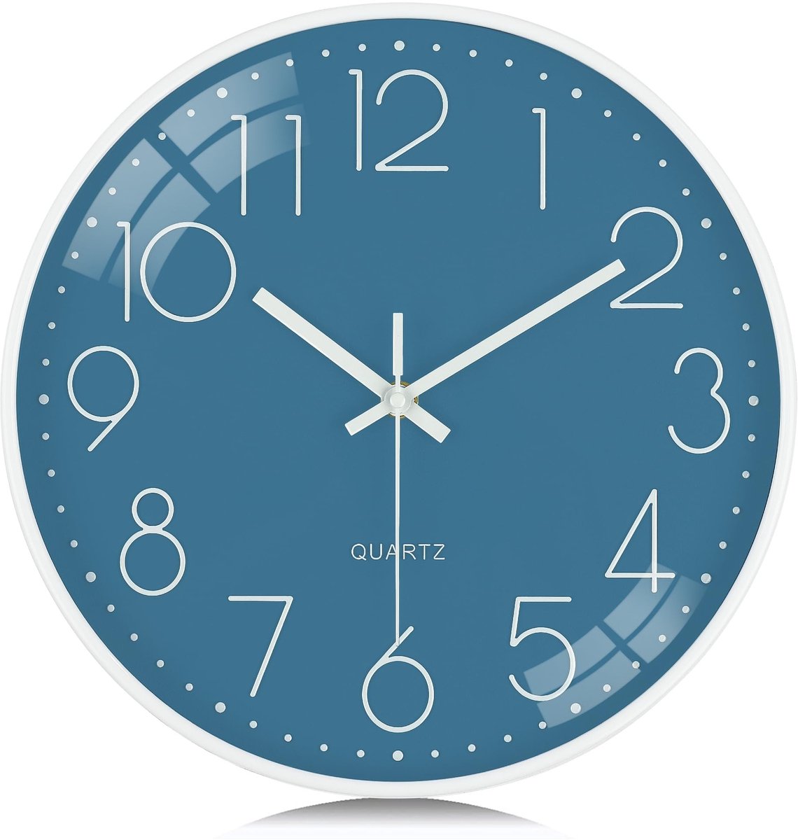 Omgoods - Stille 30 cm Wandklok met 3D Cijfers in Cerulean Blauw - Batterij Aangedreven
