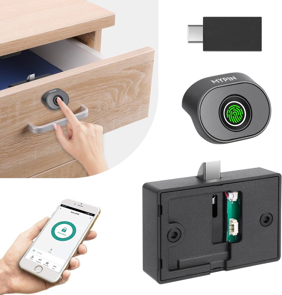 Omgoods - Elektronisch Vingerafdrukslot voor Kasten - Beveiliging voor Lades en Meubels