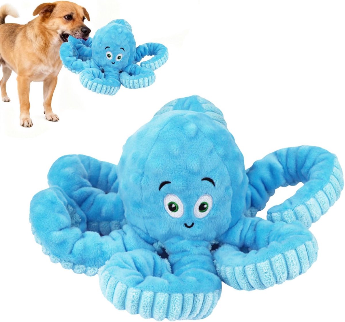 piepend, interactief pluche octopus, trekspeelgoed, onverwoestbaar, puppyspeelgoed voor kleine, middelgrote en grote honden, elastische poten, kauwspeelgoed voor huisdieren