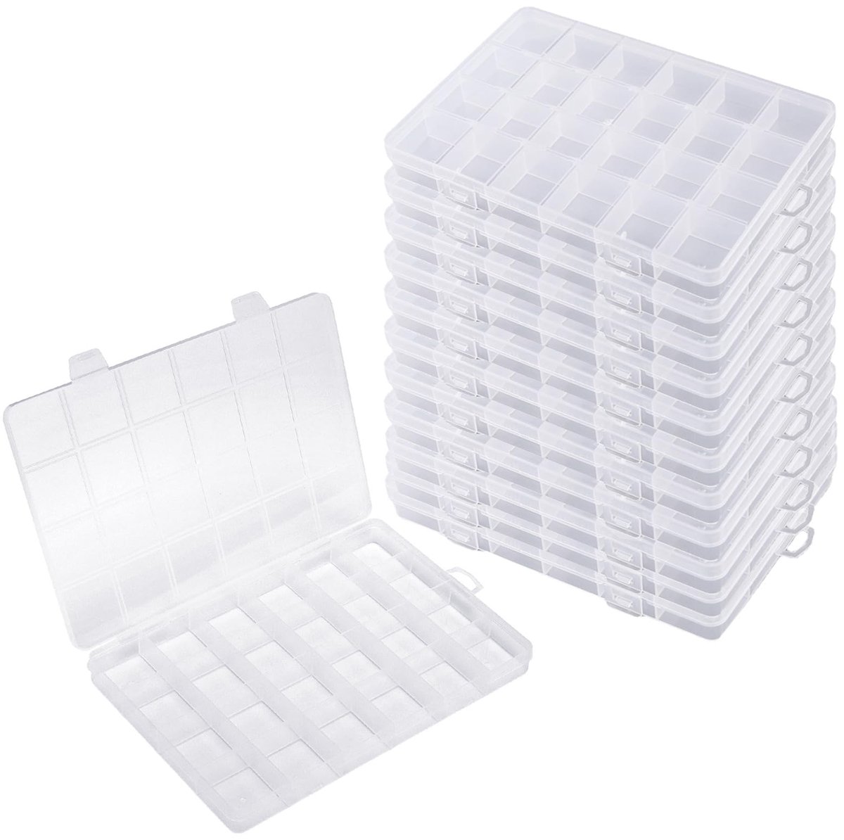Omgoods - Set van 12 Transparante Sorteringsdozen met 24 Compartimenten