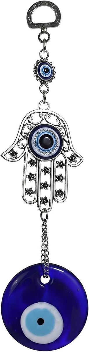 1 x amulet met Turks oog en hand van Fatima, schild tegen het boze oog, negatieve energie, bescherming voor huis en auto, cadeau voor housewarming