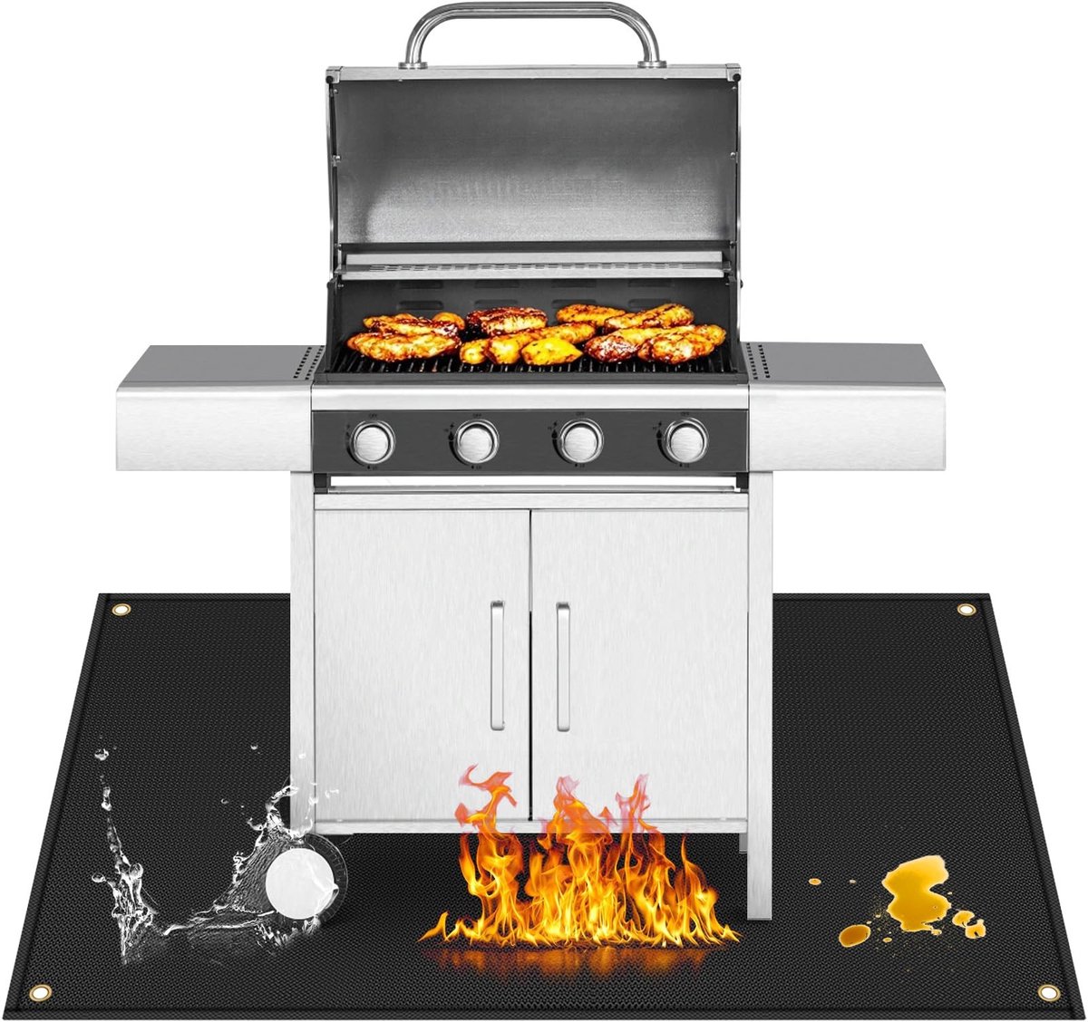 Omgoods - Vuurvaste Grillmat voor Vloerbescherming - Geschikt voor Gas-, Houtskool- en Elektrische Grill
